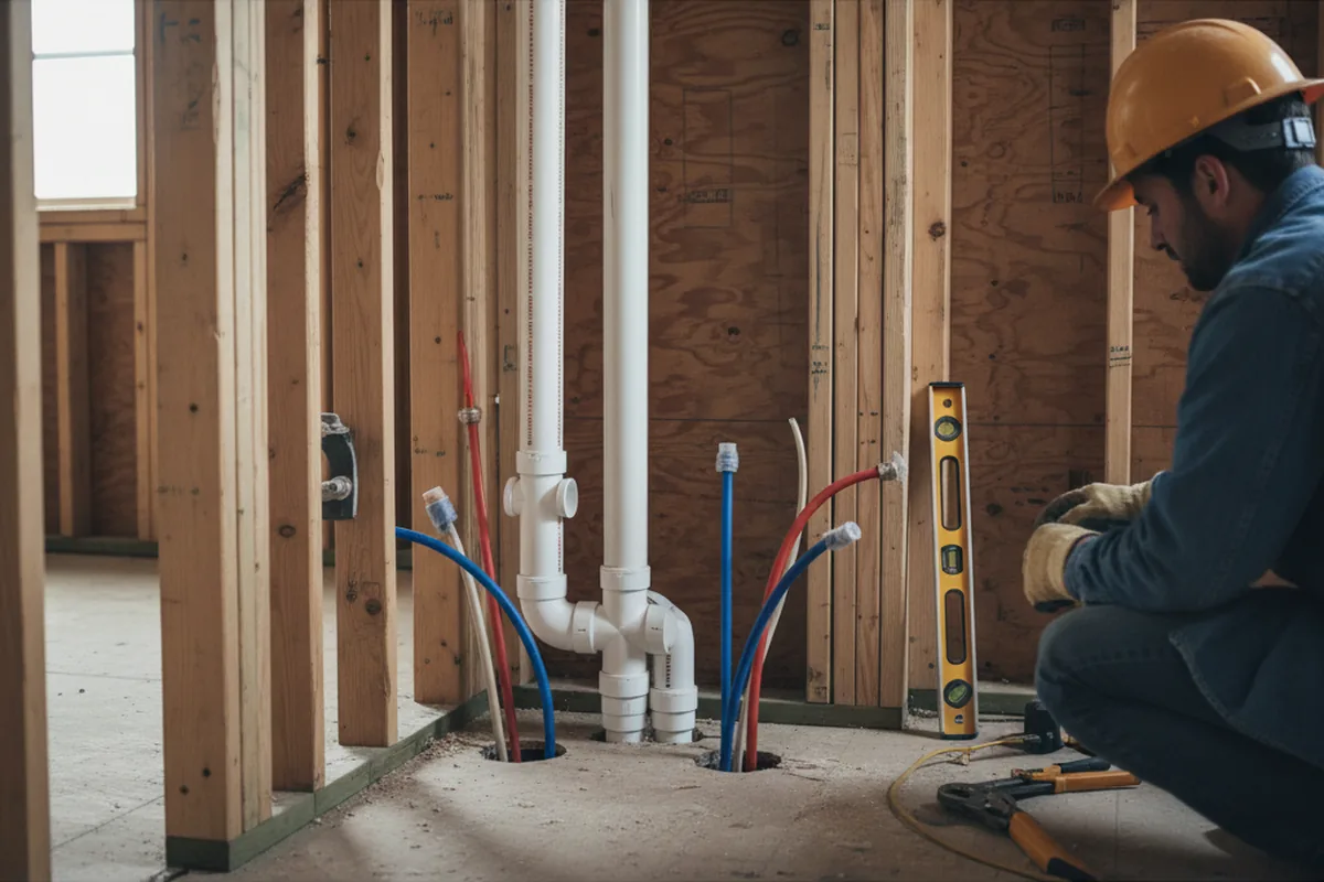 Drain and supply rough-in during Drain Cleaning in Patoka