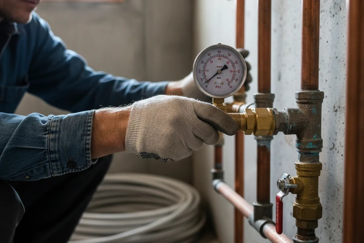 Pressure testing a repaired line during Water Line Repair in Patoka